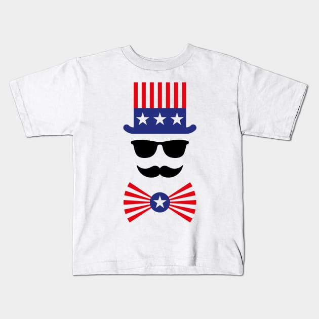 American Mustache (Hipster / Mustached / Beard) Kids T-Shirt by MrFaulbaum